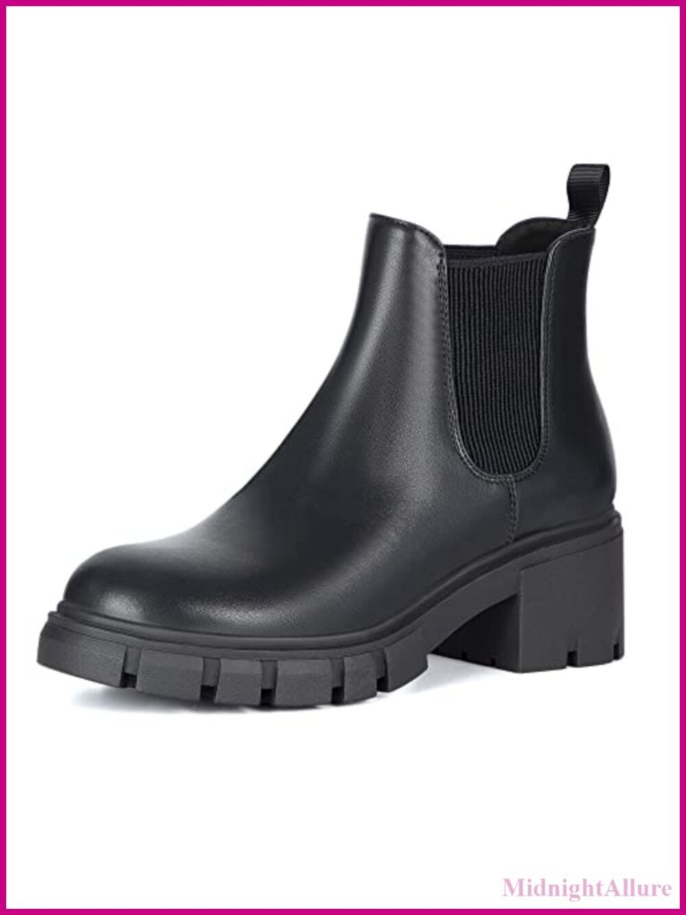 Women's Slip On Chelsea Ankle Boots Faux Suede Chunky Heel